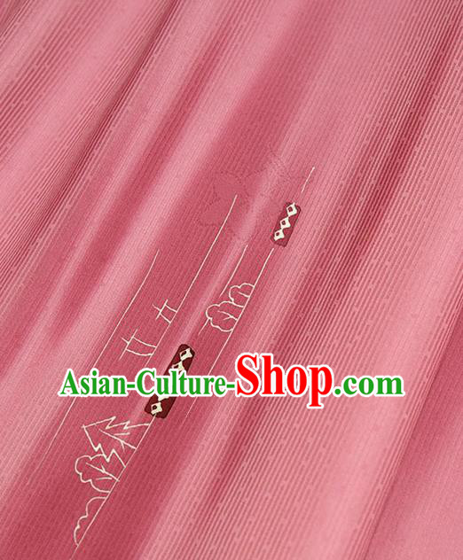 Asian Japan Haori Kimono Brocade Fabric Traditional Hanfu Dress Rosy Silk Cloth