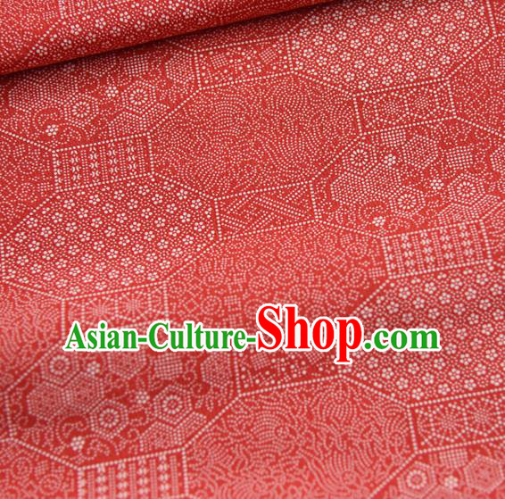 Asian Japan Kimono Sakura Pattern Brocade Fabric Traditional Hanfu Dress Red Silk Cloth