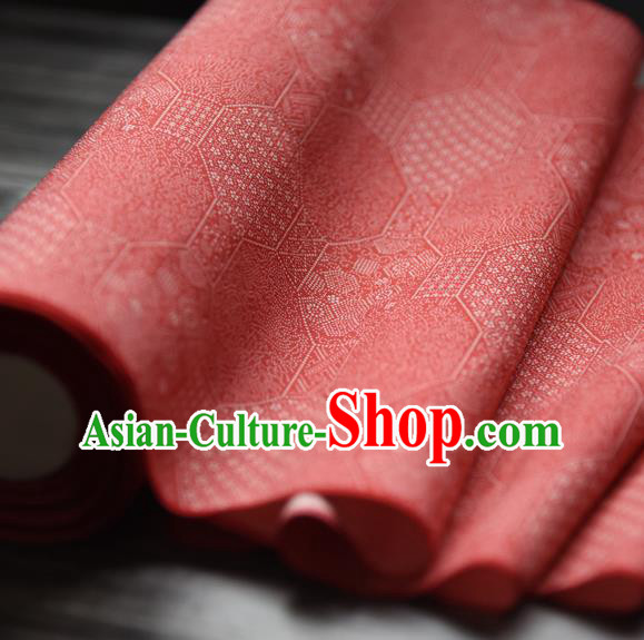 Asian Japan Kimono Sakura Pattern Brocade Fabric Traditional Hanfu Dress Red Silk Cloth