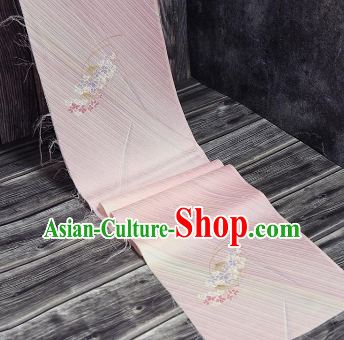 Traditional Japanese Hydrangea Pattern Pure Silk Fabric Asian Japan Kimono Pink Brocade Material