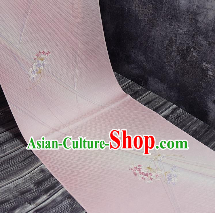 Traditional Japanese Hydrangea Pattern Pure Silk Fabric Asian Japan Kimono Pink Brocade Material