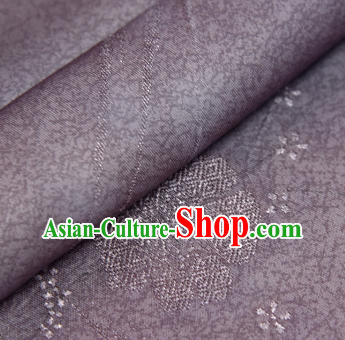Traditional Japanese Sakura Pattern Pure Silk Fabric Asian Japan Kimono Dark Purple Brocade Material