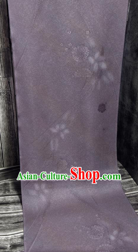 Traditional Japanese Sakura Pattern Pure Silk Fabric Asian Japan Kimono Dark Purple Brocade Material