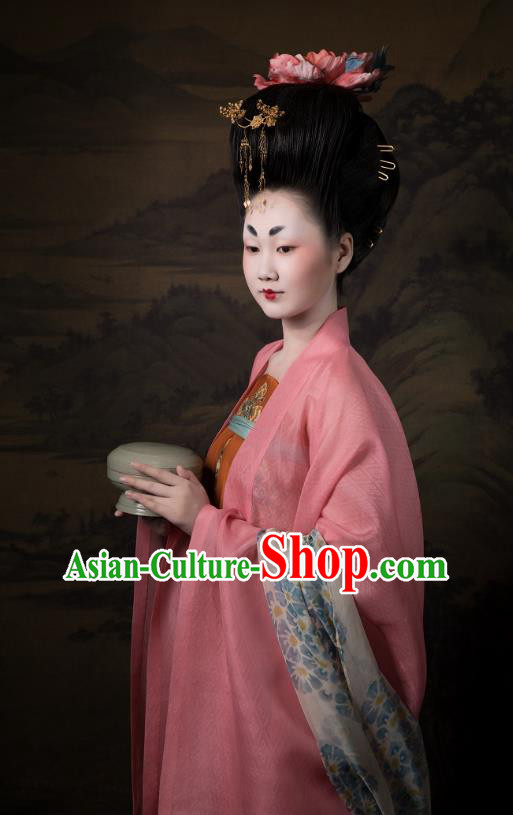 China Traditional Tang Dynasty Imperial Consort Historical Clothing Ancient Court Woman Hanfu Dress Costumes Full Set