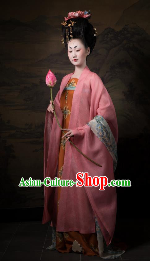 China Traditional Tang Dynasty Imperial Consort Historical Clothing Ancient Court Woman Hanfu Dress Costumes Full Set