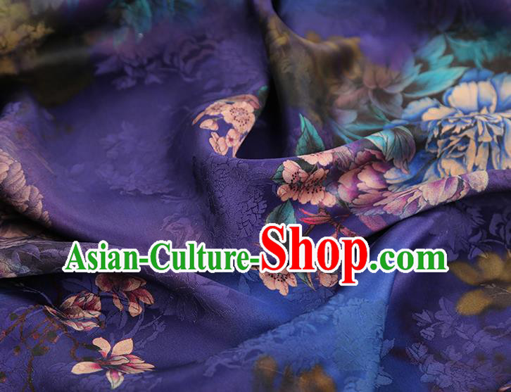 Asian Gambiered Guangdong Gauze China Classical Peony Pattern Purple Silk Fabric Traditional Cheongsam Brocade