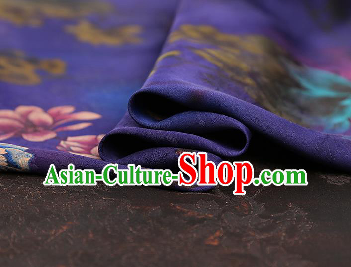 Asian Gambiered Guangdong Gauze China Classical Peony Pattern Purple Silk Fabric Traditional Cheongsam Brocade
