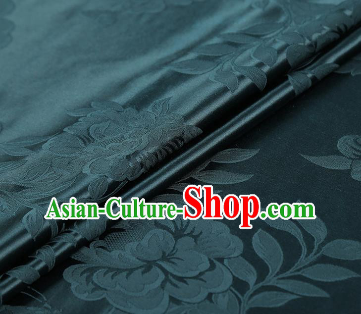 China Traditional Brocade Fabric Asian Cheongsam Gambiered Guangdong Gauze Jacquard Atrovirens Silk Fabric