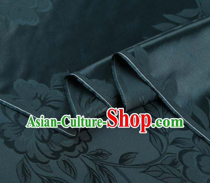 China Traditional Brocade Fabric Asian Cheongsam Gambiered Guangdong Gauze Jacquard Atrovirens Silk Fabric