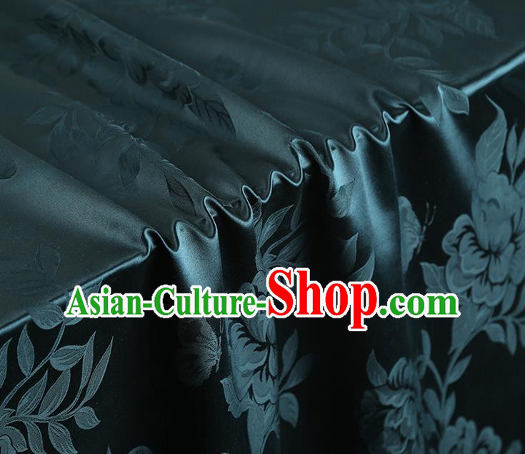 China Traditional Brocade Fabric Asian Cheongsam Gambiered Guangdong Gauze Jacquard Atrovirens Silk Fabric