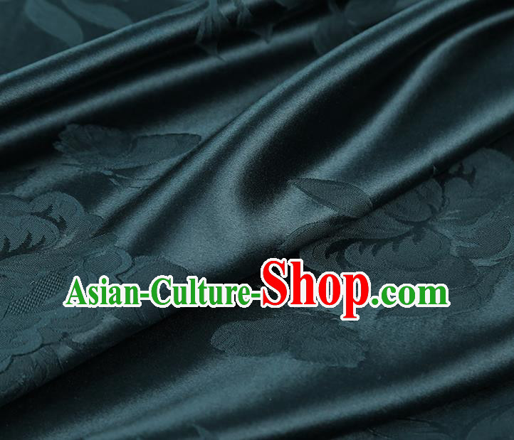 China Traditional Brocade Fabric Asian Cheongsam Gambiered Guangdong Gauze Jacquard Atrovirens Silk Fabric