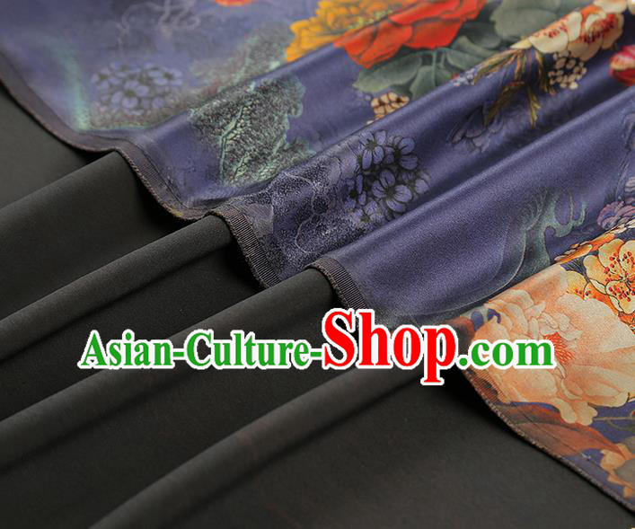 China Traditional Cheongsam Gambiered Guangdong Gauze Brocade Classical Peony Pattern Purple Silk Fabric