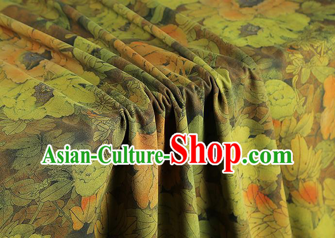 China Traditional Qipao Dress Gambiered Guangdong Gauze Classical Ginger Silk Fabric