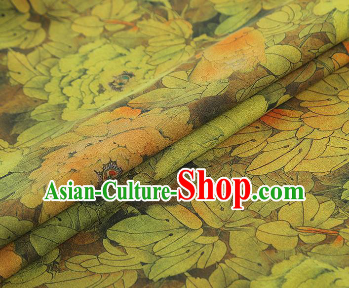 China Traditional Qipao Dress Gambiered Guangdong Gauze Classical Ginger Silk Fabric