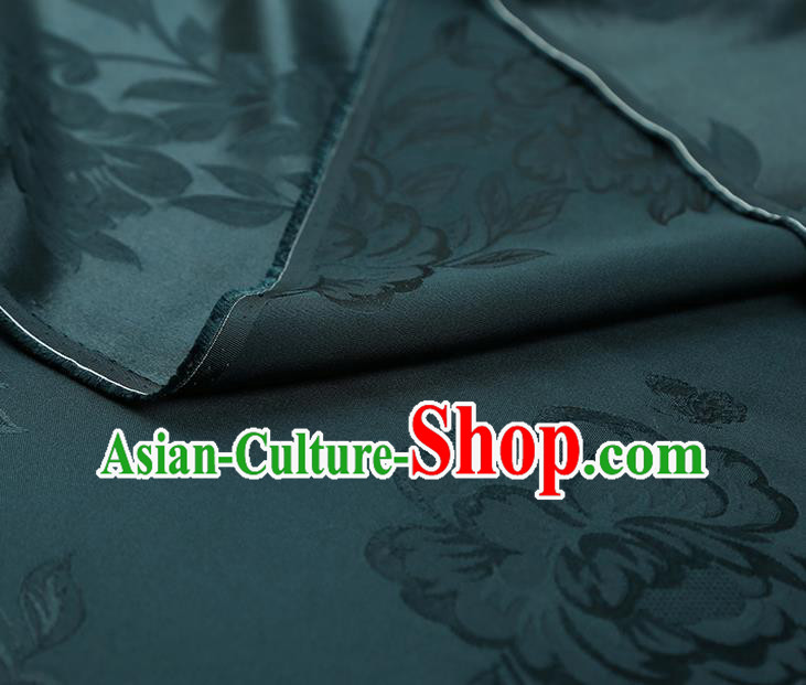 China Traditional Brocade Fabric Asian Cheongsam Gambiered Guangdong Gauze Jacquard Atrovirens Silk Fabric