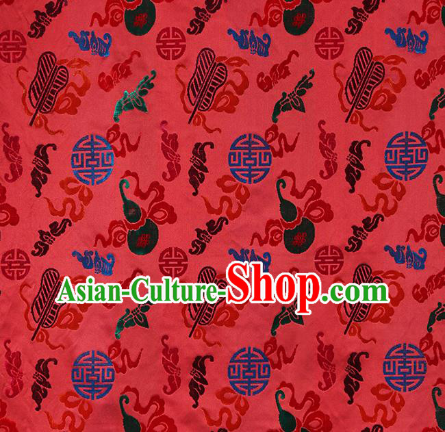 China Traditional Lucky Pattern Red Brocade Classical Qipao Dress Jacquard Silk Fabric