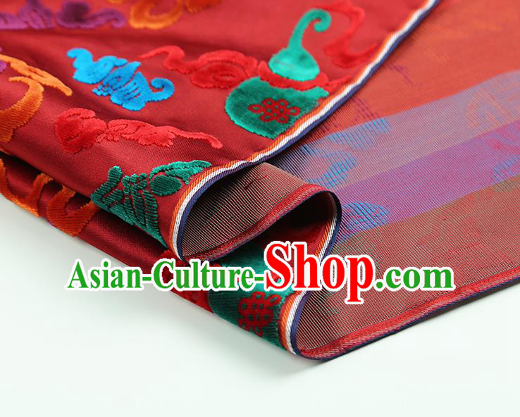 China Traditional Lucky Pattern Red Brocade Classical Qipao Dress Jacquard Silk Fabric