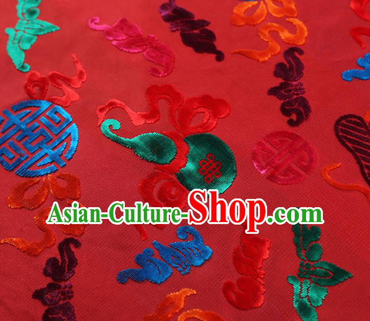China Traditional Lucky Pattern Red Brocade Classical Qipao Dress Jacquard Silk Fabric