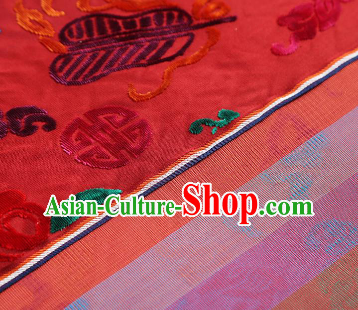 China Traditional Rabbit Pattern Song Brocade Qipao Dress Gambiered Guangdong Gauze Classical Golden Silk FabricChina Traditional Lucky Pattern Red Brocade Classical Qipao Dress Jacquard Silk Fabric