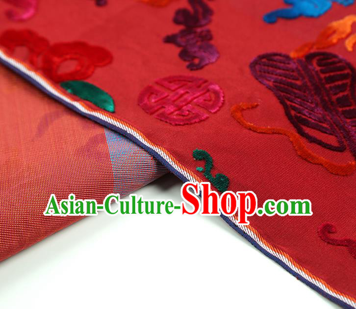 China Traditional Lucky Pattern Red Brocade Classical Qipao Dress Jacquard Silk Fabric
