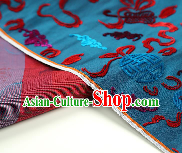 China Classical Qipao Dress Jacquard Silk Fabric Traditional Lucky Pattern Blue Brocade