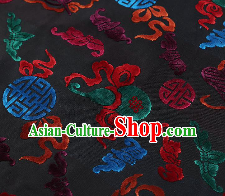 China Classical Qipao Dress Silk Fabric Traditional Lucky Pattern Black Brocade Jacquard Cloth