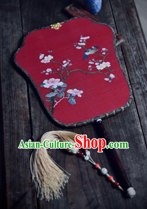 China Traditional Wedding Red Silk Fan Ancient Ming Dynasty Palace Lady Fan Handmade Palace Fan
