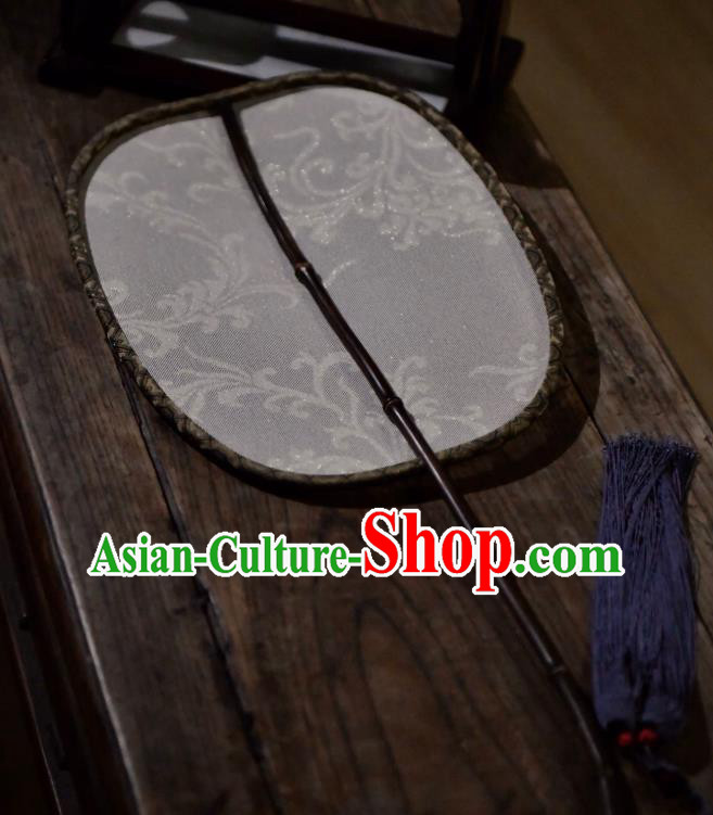 China Traditional Beige Silk Fan Ancient Ming Dynasty Court Fan Handmade Princess Palace Fan