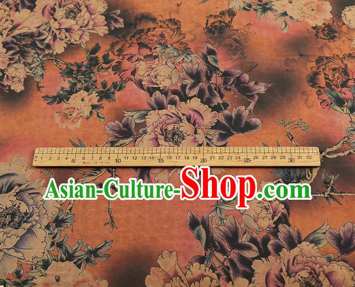 China Classical Qipao Dress Tapestry Traditional Peony Pattern Silk Fabric Brocade