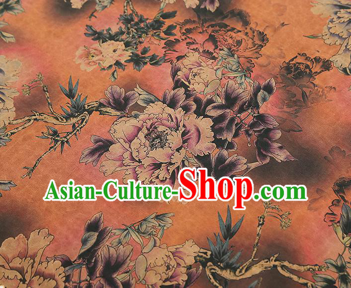 China Classical Qipao Dress Tapestry Traditional Peony Pattern Silk Fabric Brocade