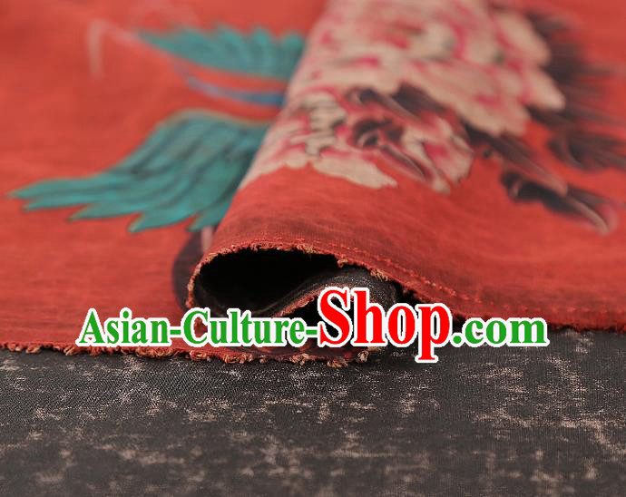 China Traditional Peony Pattern Red Silk Fabric Classical Qipao Dress Gambiered Guangdong Gauze Drapery