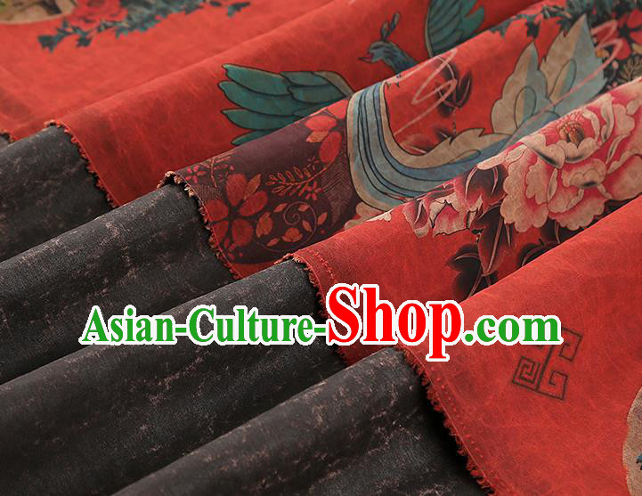 China Traditional Peony Pattern Red Silk Fabric Classical Qipao Dress Gambiered Guangdong Gauze Drapery
