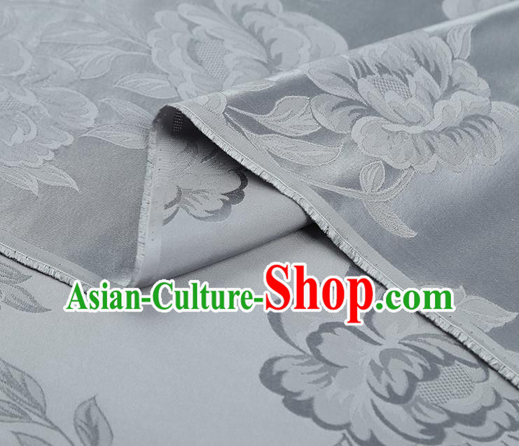 Asian China Cheongsam Gambiered Guangdong Gauze Traditional Grey Silk Fabric Jacquard Fabric
