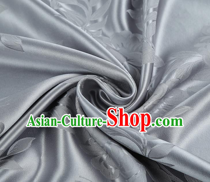 Asian China Cheongsam Gambiered Guangdong Gauze Traditional Grey Silk Fabric Jacquard Fabric
