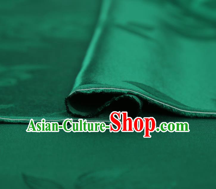 China Traditional Deep Green Silk Fabric Cheongsam Gambiered Guangdong Gauze Asian Jacquard Fabric