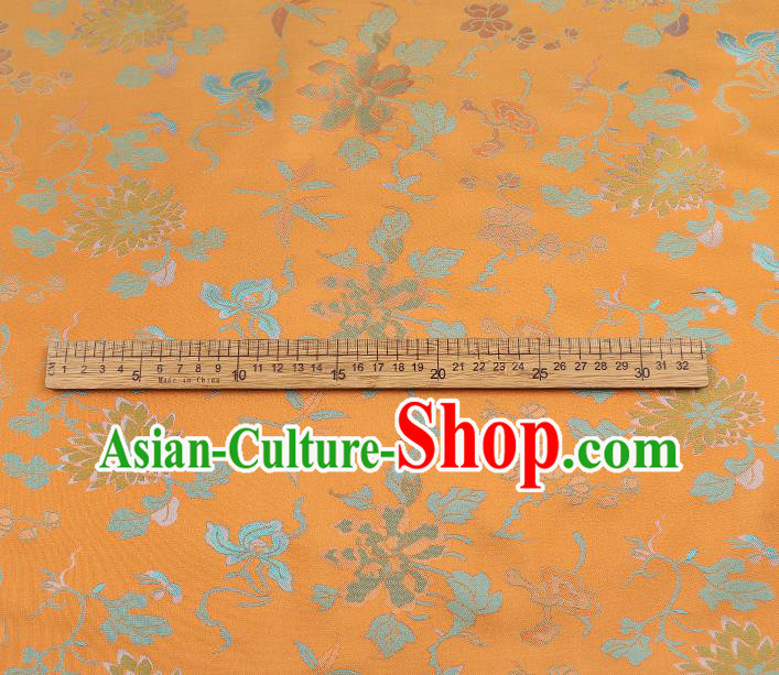 China Traditional Chrysanthemum Pattern Song Brocade Classical Cheongsam Orange Silk Fabric