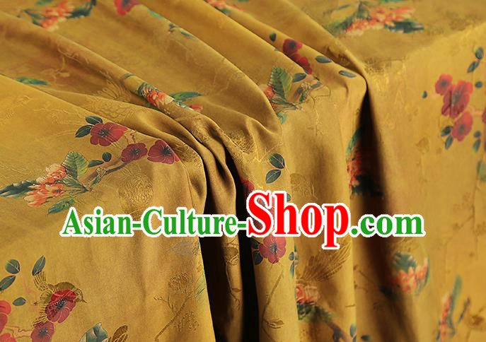 China Classical Plum Blossom Pattern Cheongsam Silk Fabric Traditional Ginger Gambiered Guangdong Gauze Drapery