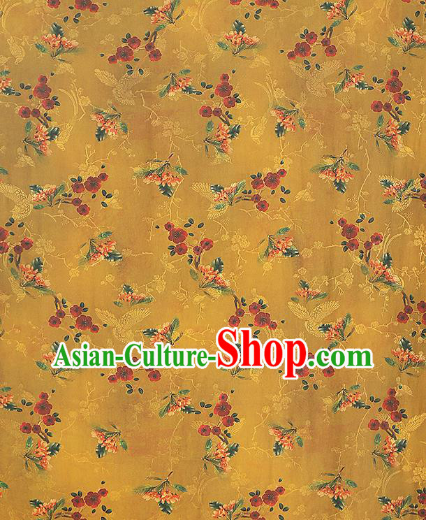 China Classical Plum Blossom Pattern Cheongsam Silk Fabric Traditional Ginger Gambiered Guangdong Gauze Drapery