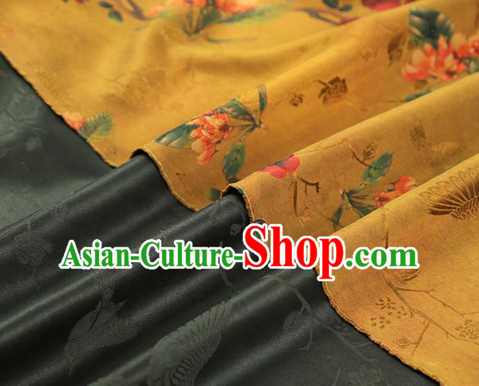 China Classical Plum Blossom Pattern Cheongsam Silk Fabric Traditional Ginger Gambiered Guangdong Gauze Drapery