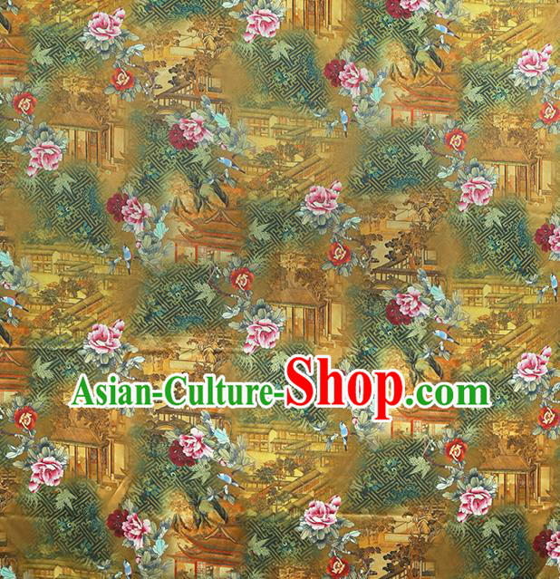 China Classical Cheongsam Ginger Silk Fabric Traditional Qipao Dress Brocade Tapestry Drapery