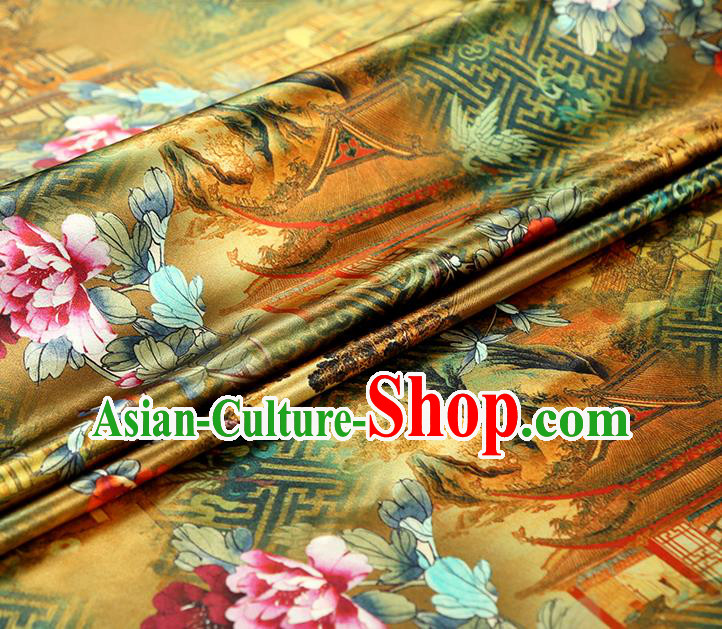 China Classical Cheongsam Ginger Silk Fabric Traditional Qipao Dress Brocade Tapestry Drapery