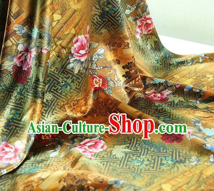 China Classical Cheongsam Ginger Silk Fabric Traditional Qipao Dress Brocade Tapestry Drapery