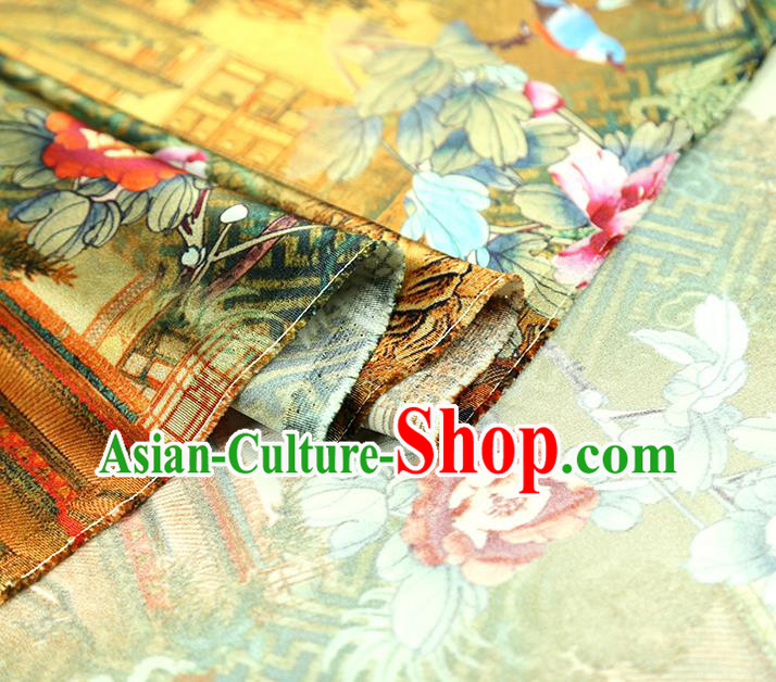 China Classical Cheongsam Ginger Silk Fabric Traditional Qipao Dress Brocade Tapestry Drapery