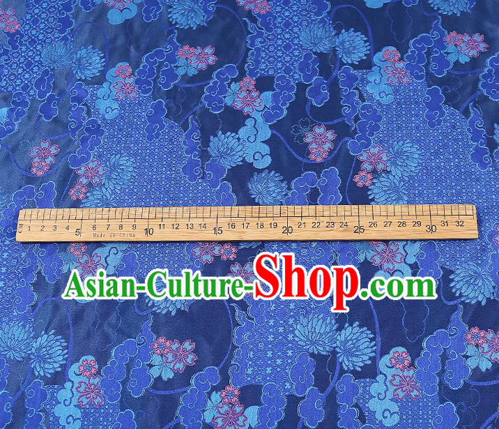 China Traditional Song Brocade Tapestry Drapery Classical Cheongsam Blue Silk Fabric
