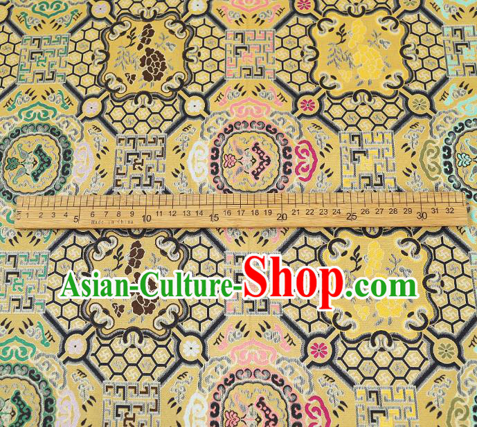 China Tapestry Drapery Classical Cheongsam Silk Fabric Traditional Yellow Song Brocade