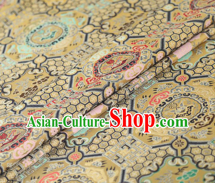 China Tapestry Drapery Classical Cheongsam Silk Fabric Traditional Yellow Song Brocade