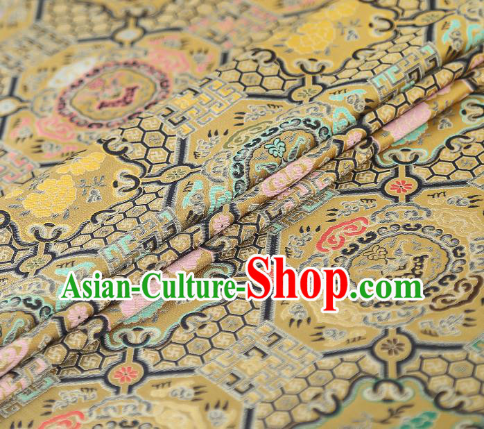China Tapestry Drapery Classical Cheongsam Silk Fabric Traditional Yellow Song Brocade