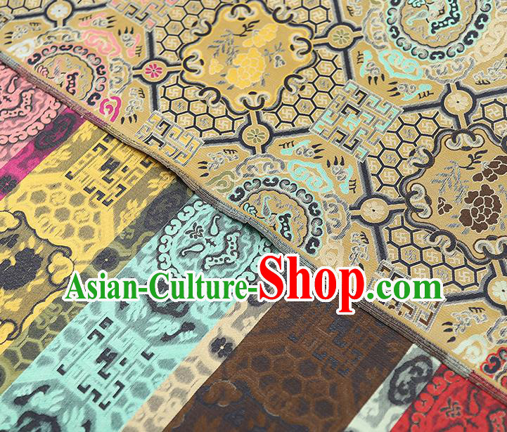 China Tapestry Drapery Classical Cheongsam Silk Fabric Traditional Yellow Song Brocade