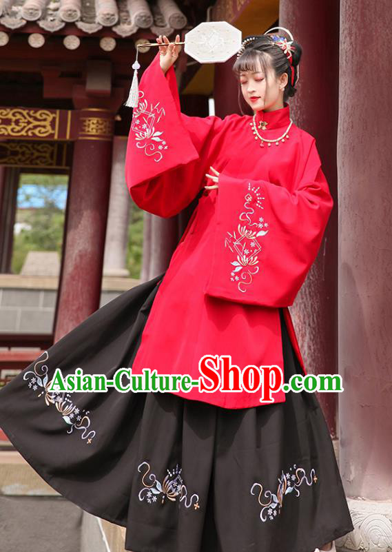 Traditional Chinese Min Dynasty Hanfu Clothing Ancient Rich Female Embroidered Costumes Full Set