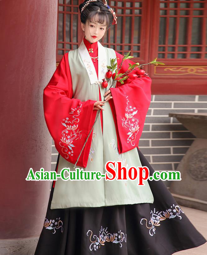 Traditional Chinese Min Dynasty Hanfu Clothing Ancient Rich Female Embroidered Costumes Full Set